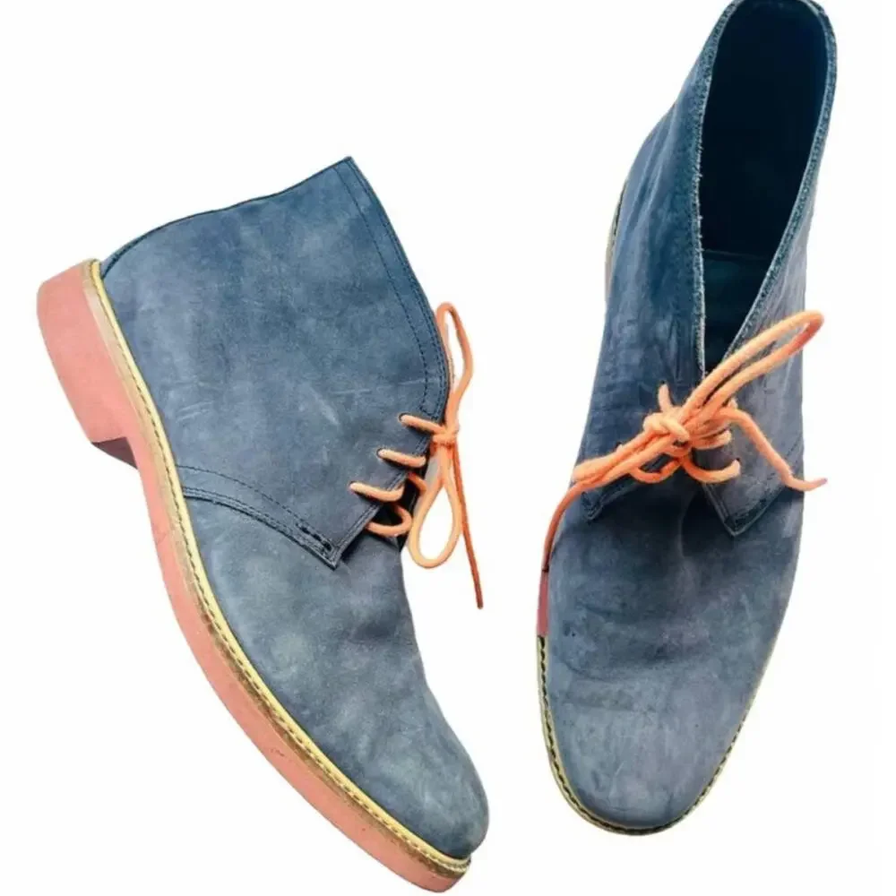 MENS COLE HAAN Navy Blue Suede Leather Chukka Ankle Boots Lace Up Shoes 8.5